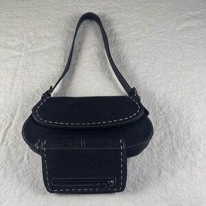 Liz Claiborne Black Stitch Detail Shoulder Bag and Wallet